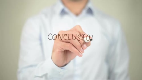 Writing the Word Conclusion on Transparent Surface