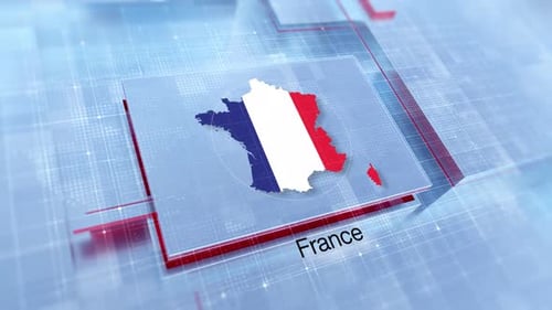 Futuristic Digital Map of France with Flag Animation