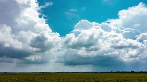 Time Lapse Clouds Moving Over Rural Green Field