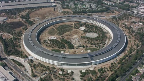 Купертино, Калифорния, около 2017 г., вид с воздуха на Apple Park, новую штаб-квартиру Apple Inc.