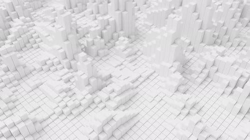 Ripples on Grid of White Blocks Abstract Background Loop of Waves of Square Columns Voxel Noise