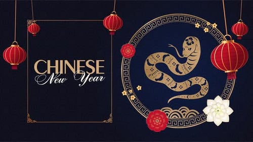 Elegant Chinese New Year of the Snake Title Card Animation