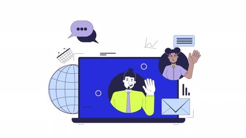 Animated Flat Design People for Virtual Communication and Meetings