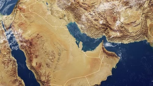 Realistic Earth Zoom and Pan Over Middle East Map