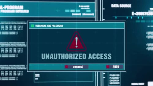 Unauthorized Access Warning Notification on Digital Security Alert on Screen