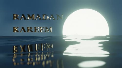 Ramadan Kareem With Glowing Moon And Water 02