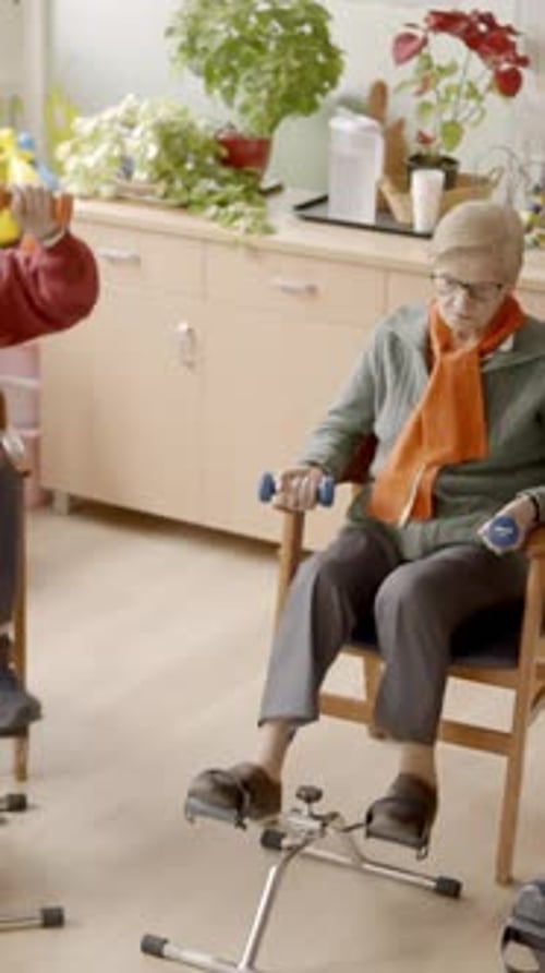 Group of Seniors Exercising in a Nursing Home