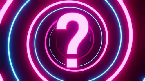 Abstract Neon Swirling Question Mark Background Tunnel