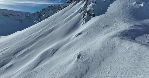 Aerial View of Snow-Covered Mountain Landscape