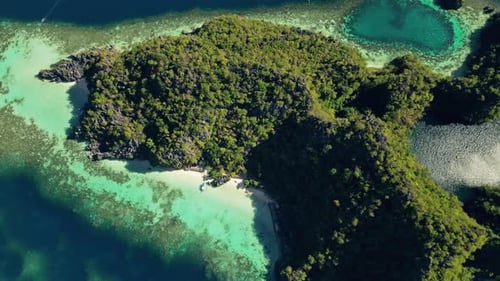 Tropical Island with Lagoons and Lakes