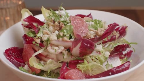 Fresh and Healthy Salad with Grapefruit and Walnuts