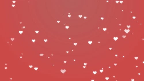 Elegant White Hearts Floating Loop on Red Background