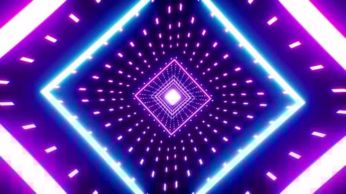 Quarto quadrado com luz de néon retrô Vj Loop