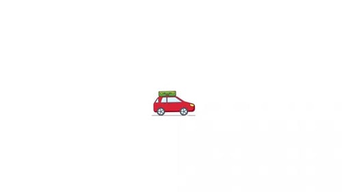 Red Car Driving with Luggage Animation