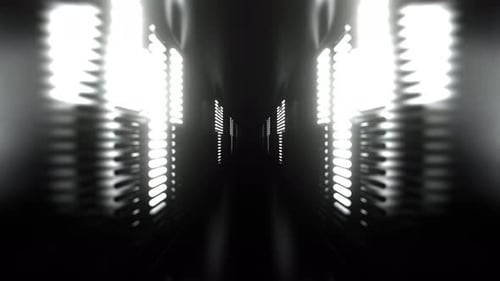 White Endless Tunnel With Neon Equalizer Background VJ Loop In 4K