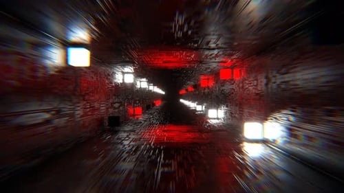 Weißer und roter neonstroboskopischer kybernetischer Tunnel-Hintergrund Vj Loop I 4K