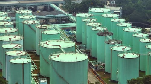 Depósito de petróleo visto desde una vista aérea