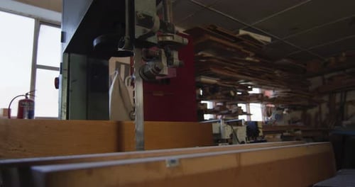 Video of machines and tools in traditional carpentry workshop