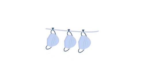 Animated Flat Design Medical Masks Hanging on a Line