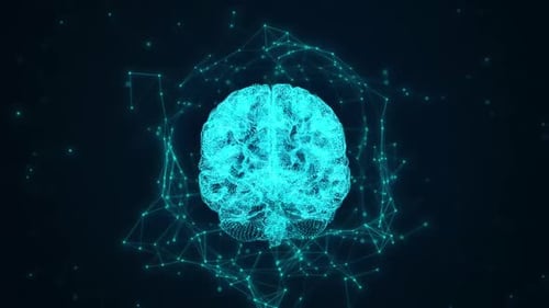 Futuristic Digital Brain with Plexus Network Connection