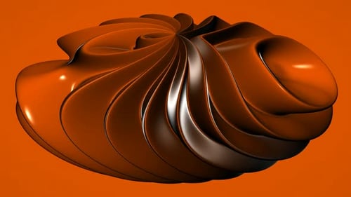 Hintergrund mit orangefarbenem abgerundetem Plasma, einzigartiges Design, Reflexion, 3D-Render, exklusiv