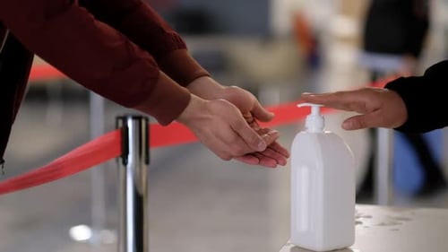 Hand Sanitizing to Prevent Germs, Close Up