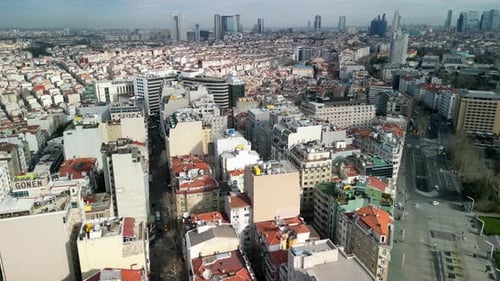 Bird's-eye view of housing neighborhood near Taksim in Istanbul