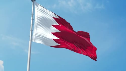 Bahrain National Flag Waving Seamless Loop Animation