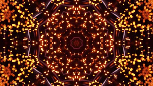 Very large circular animation with many lights on it. Kaleidoscope VJ loop