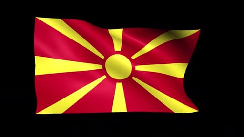 Seamless Loop Waving Flag of North Macedonia Animation