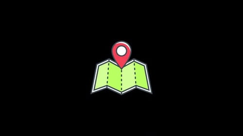 GPS Location Pin on Folding Map Animated Icon