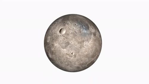 Drehende CERIS-Planetenkugel auf weißem Hintergrund, Videoanimation des Planeten CERIS, 2243