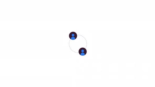 Flat Design Rotating People Icons Connection Animation