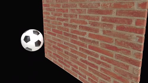 Soccer Ball Breaks Through Brick Wall with Alpha Channel