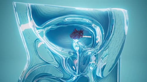3D Medical Animation of Male Urinary System with Particles