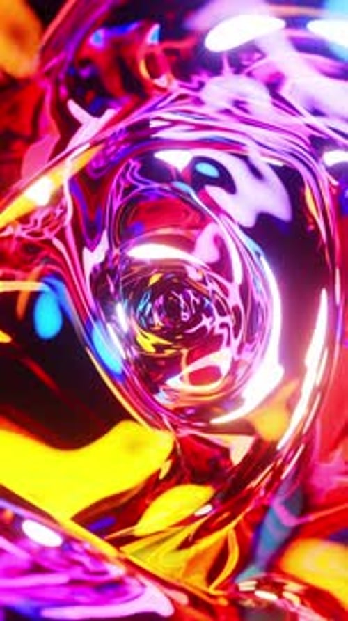 Abstract Neon Fluid Tunnel Vortex Loop Background
