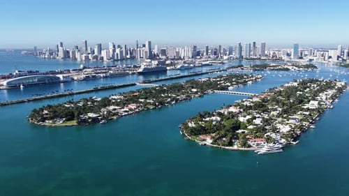 Miami Beach Skyline At Miami Beach In Florida United States.