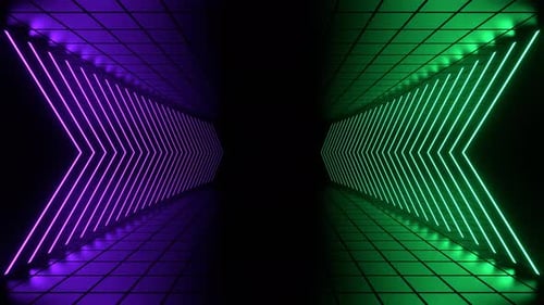 Purple And Turquoise Neon Signs Room Background Vj Loop l 4K