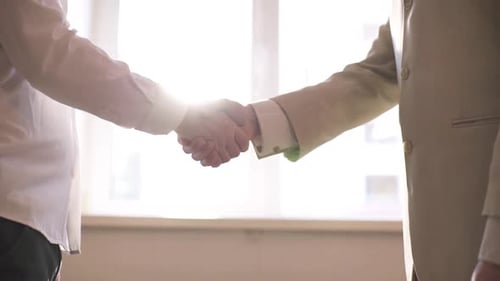 Close Up of Men Shaking Hands in Office