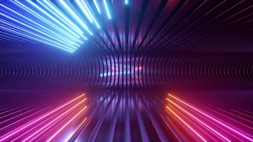 Stunning neon lights creating a futuristic tunnel effect