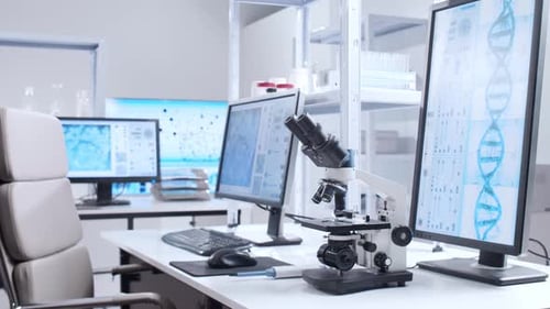 Modern Microscope in a High-Tech Laboratory Setting