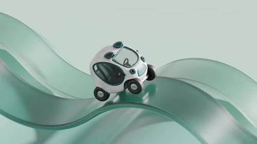 Seamless 3D Loop of Stylized Cartoon Cars Driving on GlassRoads