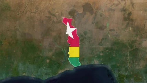Togo Flag Reveal Animation on Satellite Map