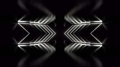 Corridor With White Neon Arrows Background Vj Loop In 4K