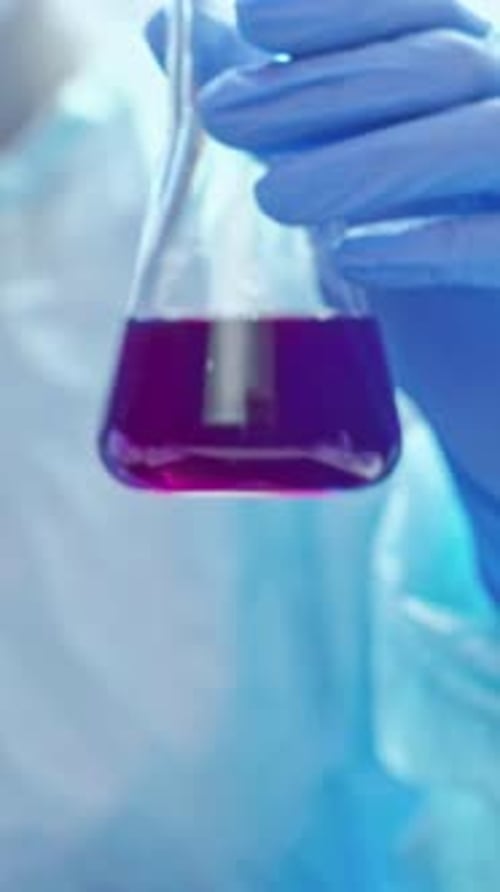 Vertical Laboratory Research Chemistry Flask Hands