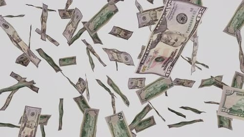 Falling US Fifty Dollar Bills Seamless Loop