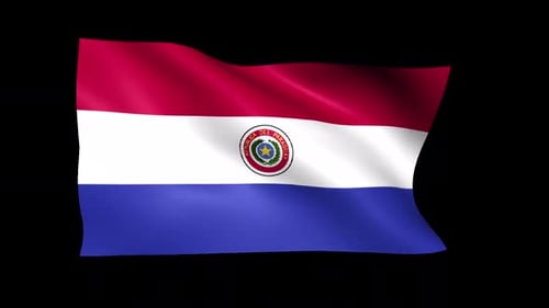 Realistic Waving Paraguay Flag with National Emblem