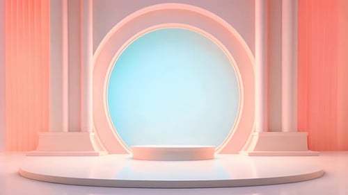 Podium Futuristische Vitrine mit Plattform für Produktausstellungen. Leeres modernes Bühnendisplay