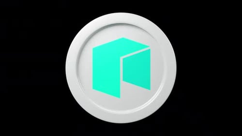 Neo NEO coin 3d rotage 360 degrees in black bg Cryptocurrency token seemless loop