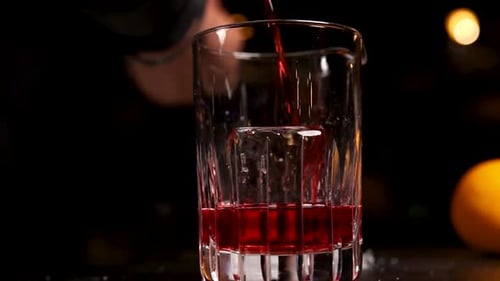 the bartender prepares a cocktail at the bar
